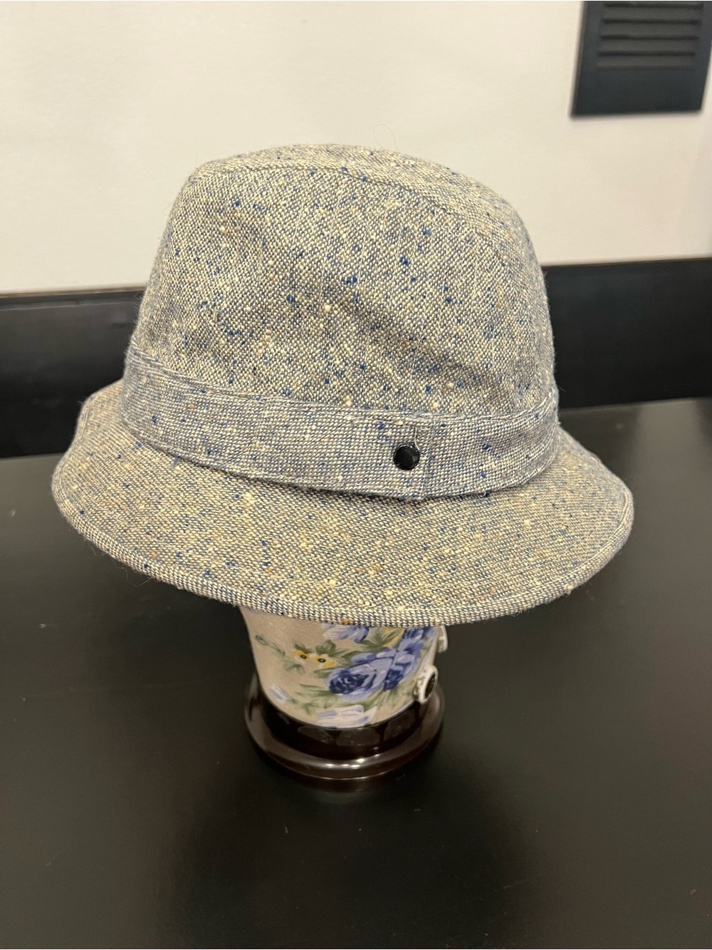 Pendleton 100% Wool Tweed Hat Vintage Navy Blue Bucket Fedora Size Large